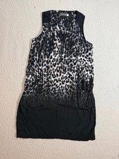Mint Velvet size 16 black animal print sleeveless zip front midi dress evening