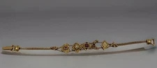 Vintage Goldette Signed Victorian Revival Slide Charm Bracelet 5 charms 7"