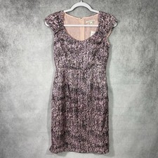 Banana Republic Silk Dress Womens Size 0 Multicolor Sheath Cap Sleeve Lined.