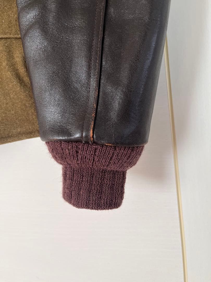 Buzz Rickson's Wool Leather Jacket Olive/Brown si… - image 4