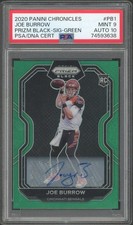 2020 Panini Prizm Black Joe Burrow Green Auto /49 PSA 9