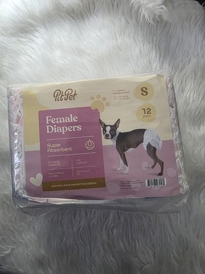 PitPet Disposable Dog Diapers Female Small White 12 Pack Leak-Proof Absorbent