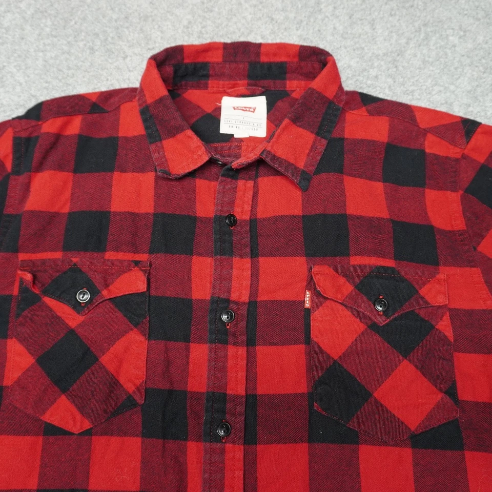 Camisa informal con botones Levi's para hombre roja negra algodón grande Foto 2 de 4
