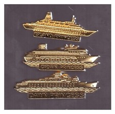 Princess cruise ship pins: Island P; Crown P; Dawn P