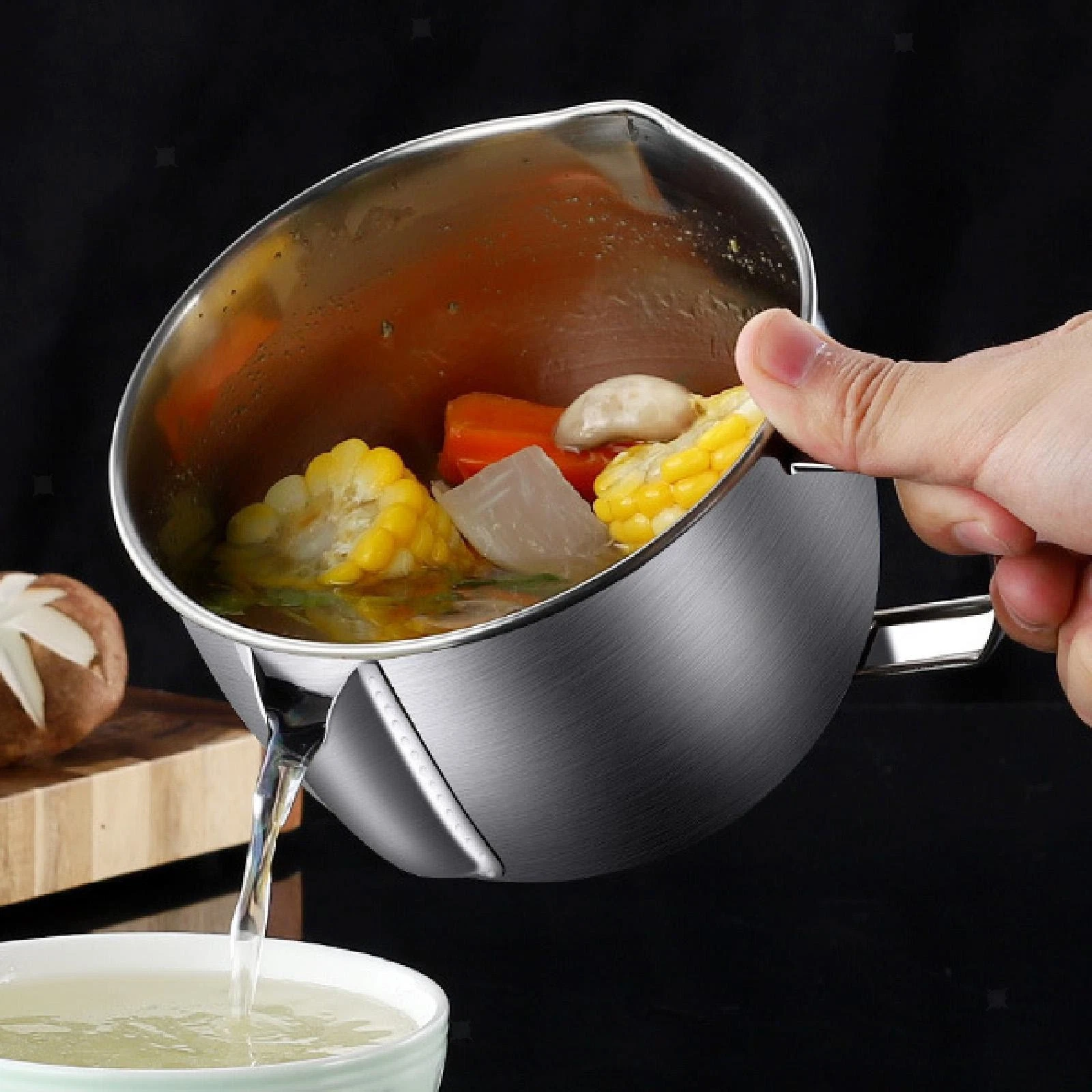 Oil Strainer Storage Can Multiuse Kitchen Filter Pot Strainer Can Oil Dispenser