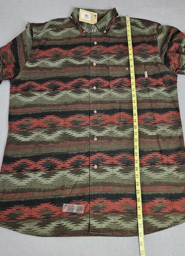 Woolrich Shirt Men Sz L Olive Blanket Southwest Aztec Button Up Chamois Flannel - Picture 7 of 9