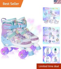 Adjustable Kids Roller Skates, Light Up Wheels - Butterfly Design SM 10C-13C