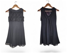 1990s Scott McClintock Lace Bodice Vintage Dress in Black Size 4