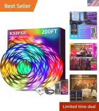 200ft Multicolor LED Strip Lights with Bluetooth - Effortless Setup for Any Room