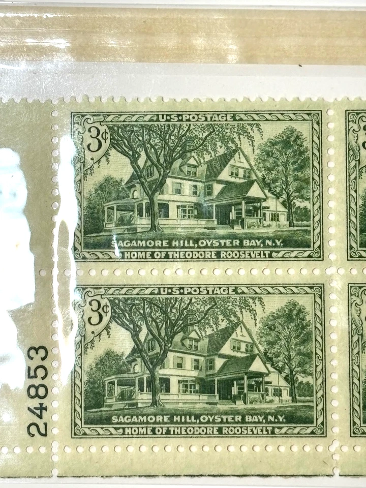 US Stamp Scott #1023, 3c Sagamore Hill Issue, Plate Block, OG, MNH - Image 3 of 4