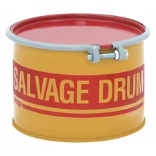 Open Head Salvage Drum, Steel, 5 Gal, Unlined, Yellow, Hm0501