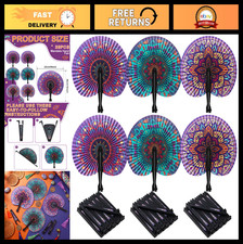 36 Purple Mandala Folding Hand Fans - 36 Pack, Round Handheld for Events Gifts