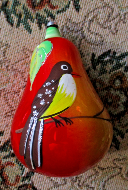 Vintage Soffieria De Carlini Italy Partridge in a Pear Tree Blown Glass Ornament