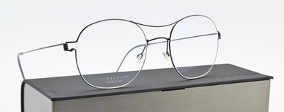 LINDBERG Brille Rasmus 49-19 145B Col PU9 Air Titanium Rim Polished Black Pilot