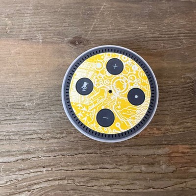 Amazon Echo Dot Smart Speaker Alexa Voice Control Yellow Top Portable White Base