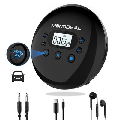 CD Player Portable, MONODEAL Portable with FM Transmitter, Black