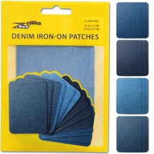 ZEFFFKA Denim Iron-on Patches Inside Outside Strongest Glue 1-Pack, Blue