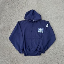 Vintage 80s Adidas Logo Trefoil Hoodie Navy Size Small Boxy Cropped Patch EUC