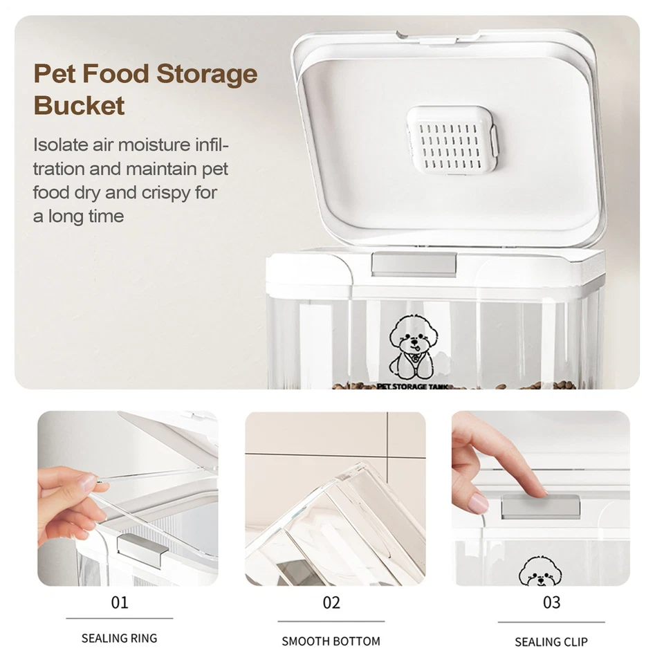 Contenedor de comida para perros hermético transparente increíble almacenamiento de alimentos para mascotas de fácil acceso Foto 3 de 4