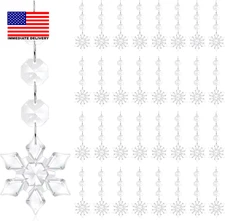 Crystal Snowflake Ornaments, Hanging Crystal Ornaments for Christmas Tree Decora