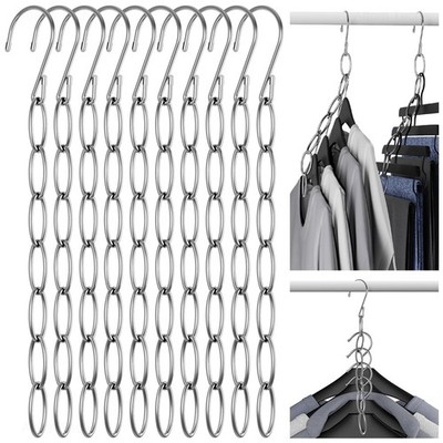 NiHome Clothing Chain Hanger 10-Pack, Metal Closet Organizer Space Saving Han...