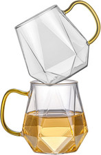 Glass Coffee Mugs 300Ml with Handle, Set of 2 - Clear Coffee Cups Latte Glasses,