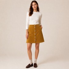 J.Crew Mustard Corduroy Button-Front A-Line Mini Skirt Size 28