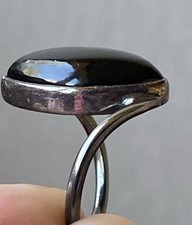 VINTAGE STERLING SILVER ONYX RING Size 8,5