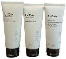 Set of 3 AHAVA Products - Hand Cream, Body Lotion, Cleansing Gel - 3.4 oz Sealed