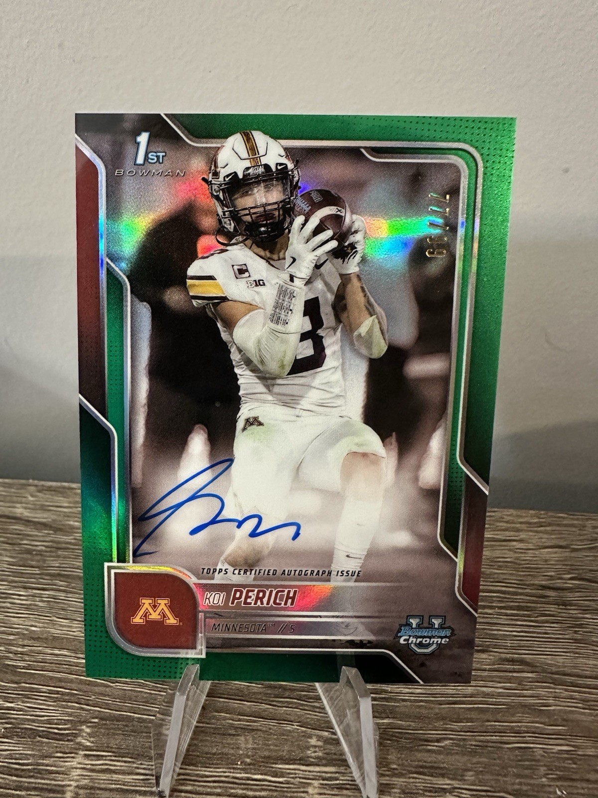 2025 Bowman U Chrome Koi Perich 1st Bowman Green On-Card Auto #d /99 Minnesota