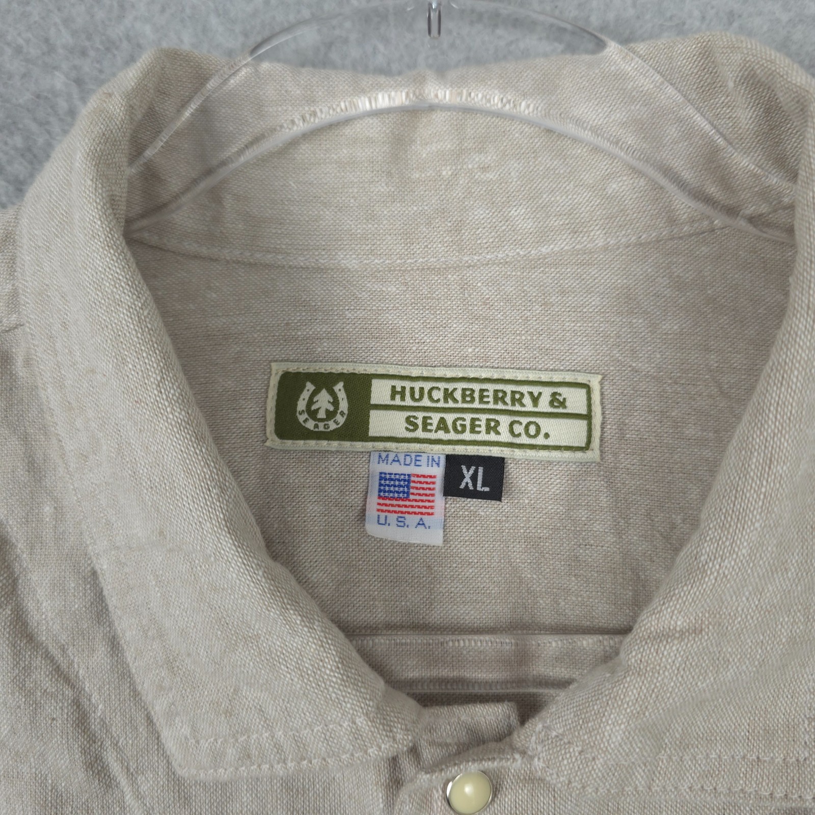 Huckberry & Seager Co Shirt Mens XL Western Pearl Snap Made In USA Long Sleeve