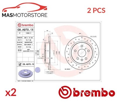 BREMSSCHEIBEN SATZ PAAR HINTEN BREMBO 08A9701X 2PCS P FÜR OPEL INSIGNIA A