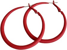 Colorful Matte Hoop Earrings 80s Earring Retro Neon red