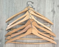 Lot of 6 Vintage Heavy Wooden Hangers Suits Pants Coat Dress Shirts Slacks Wood