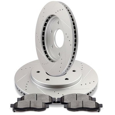 6PCS 12.61 Front Drilled Slotted Brake Kit Semi-Metallic Pads QX56 Armada 04-05