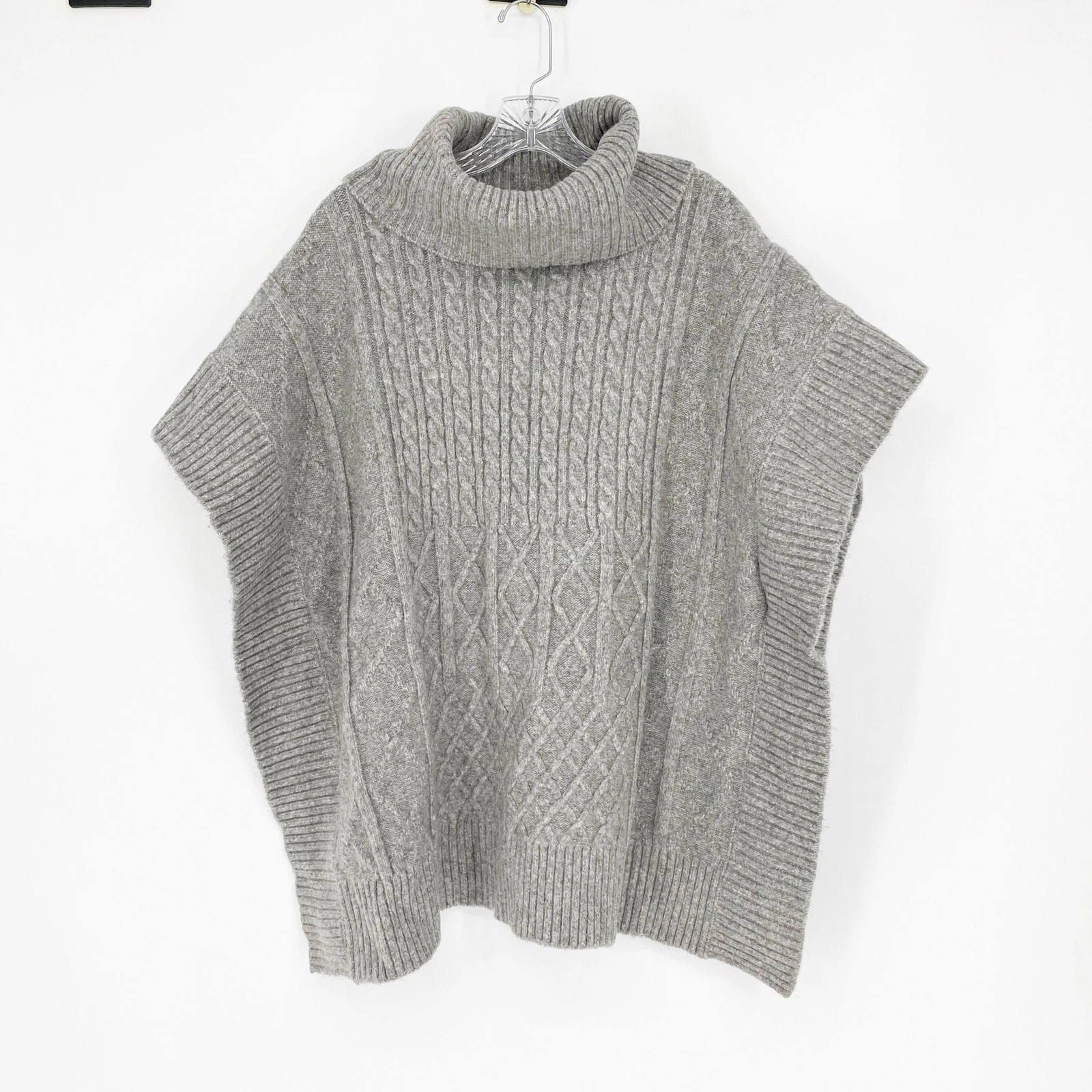 Loft Oversized Cowl Neck Poncho Gray Sweater Size XS/Small