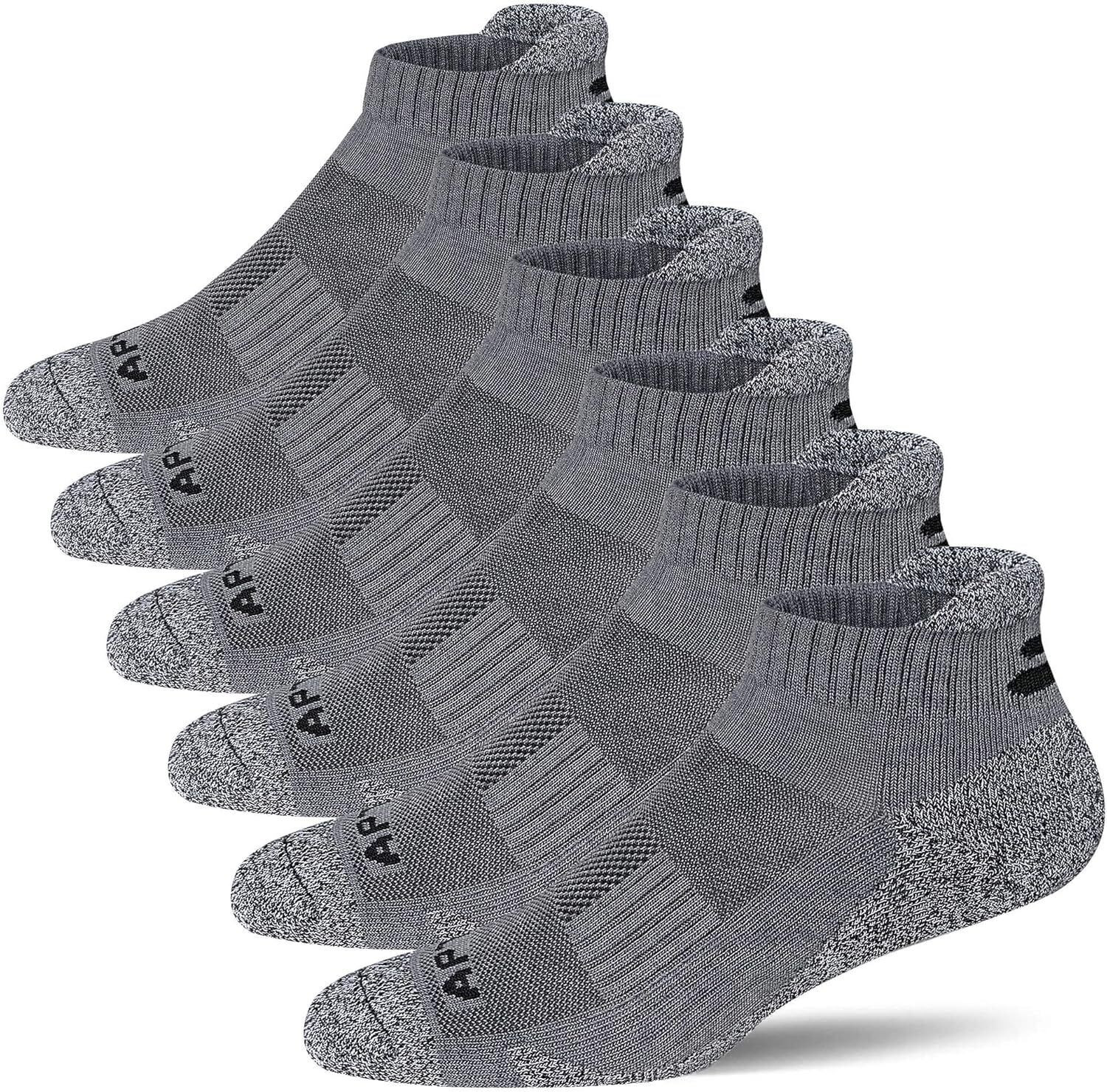 6 Pairs Men’s Cushioned Ankle Athletic Running Socks for Performance