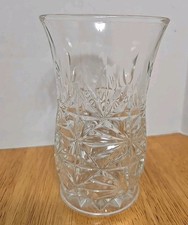 Clear cut glass Vase, heavy wall, round cylinder, 5.5" tall 3.5" across