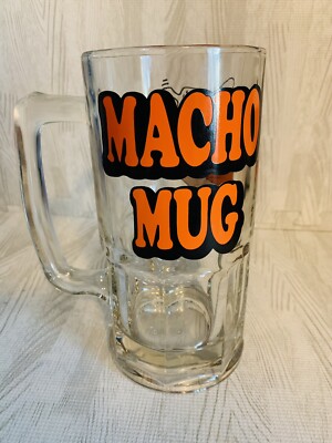 Ziggy Macho Glass Mug 1979 Tankard Beer Stein Clear Heavy 8