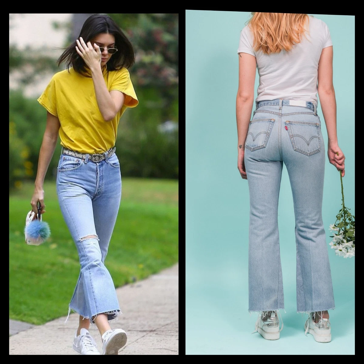 RE DONE x LEVI S The LEANDRA High Rise Crop FLARE Indigo 395