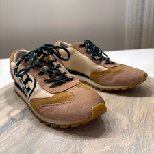 Tory Burch Annie Nylon Runner Sneakers in Nylon and Natural Suede US Size 7 M