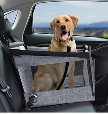 Medium Large Dog Car Seat Travel Carrier with Breathable Mesh & Adjustable Belt