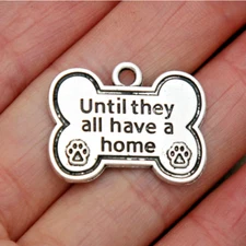 ADOPT DOG FOR HOME BONE PET PAW Charm On 18" 925 Sterling Silver Snake Necklace