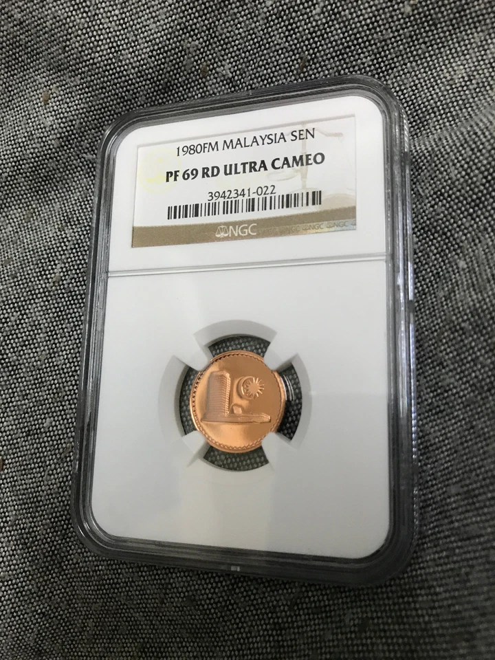 1980FM Malaysia 1 Sen PF69 RD Ultra Cameo - Image 2 of 2