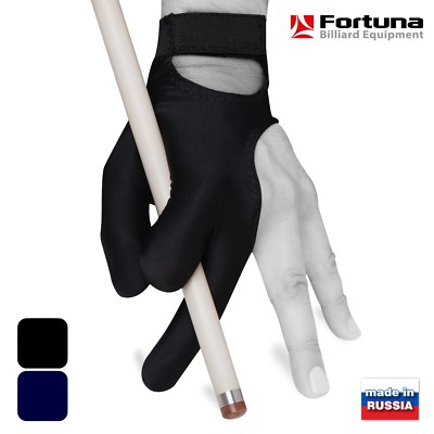 Fortuna Billiard POOL GLOVE - Classic Series - Black w/Strap - for Left hand