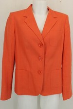 TALBOTS WOMEN'S IRISH LINEN JACKET SIZE 10P COLOR ORANGE LONG SLEEVE THREE POCK