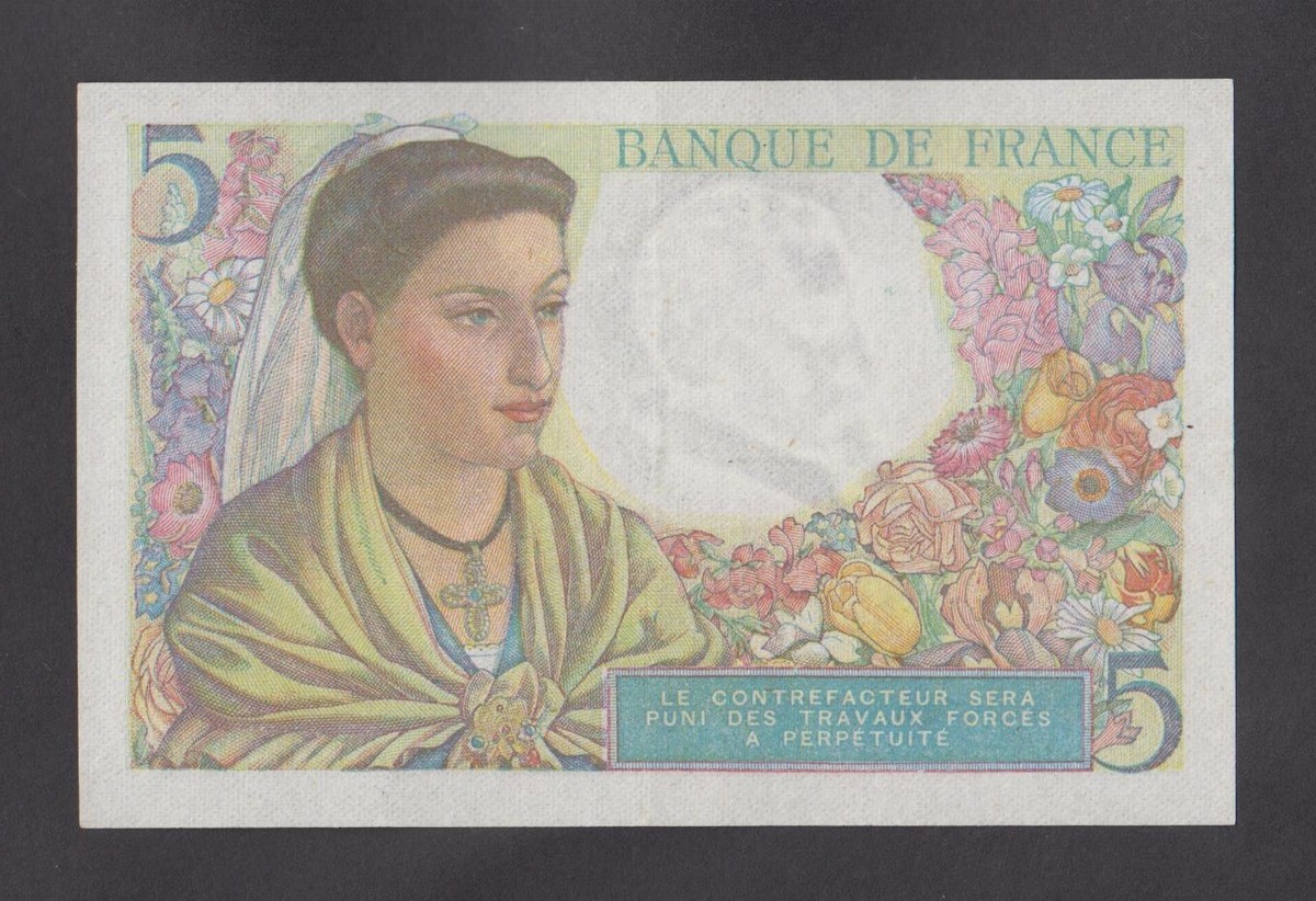 FRANCE 5 Francs 5.4.1945 XF/AU P98 WWII ISSUE A beautiful looking