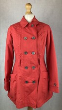 Rjr John Rocha Red Cotton Double Breasted Short Trench Jacket Uk10 Petite A40