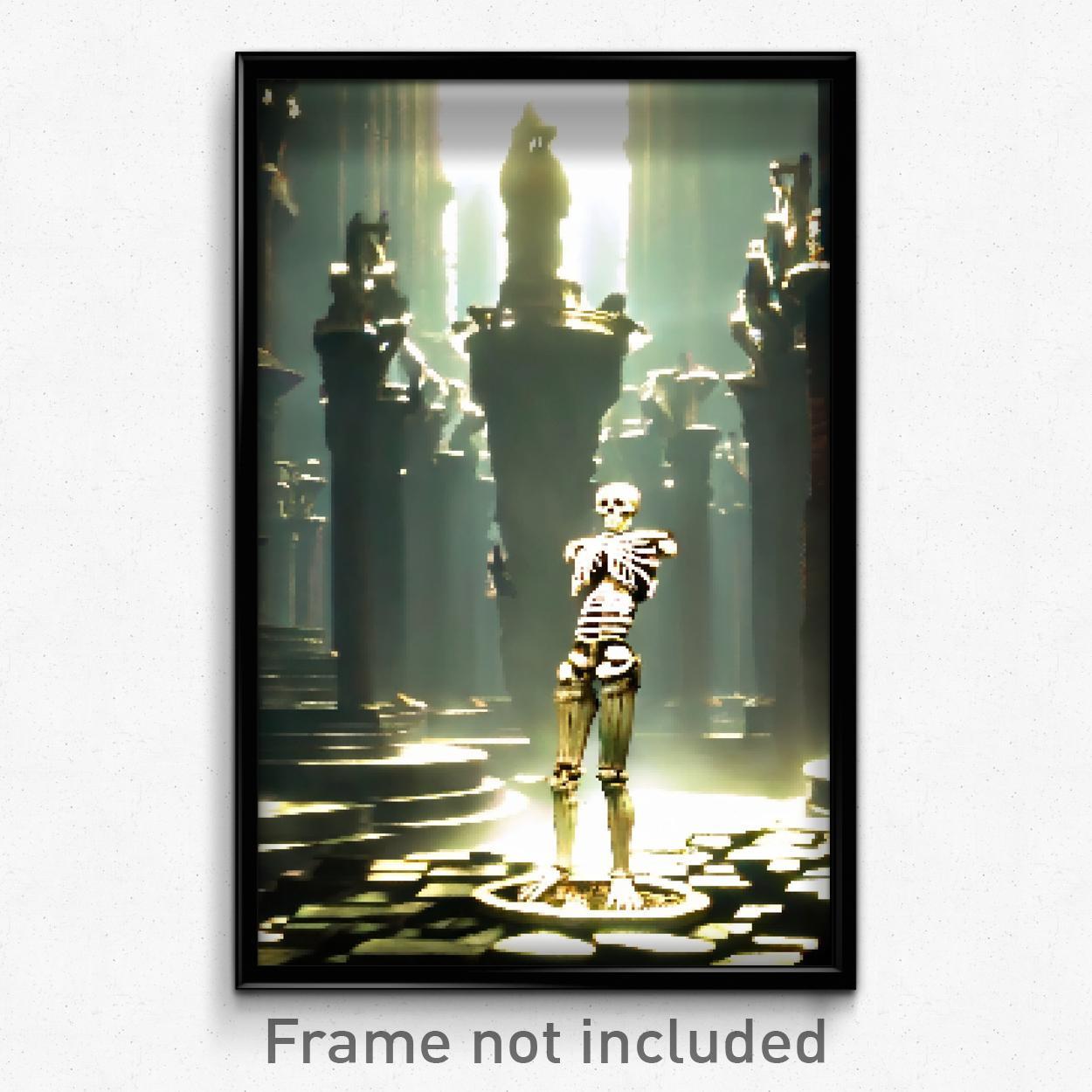 Pixel Art Poster - Energetic Ossuary (8 Bit Psychedelic Trippy Video Game Print)