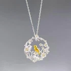 Bird Plum Blossom Flower Spirit Animal Necklace Pendant + Free Gift Bag